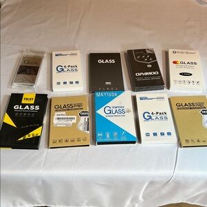 10 Tempered Glass Screen Protectors Assorted